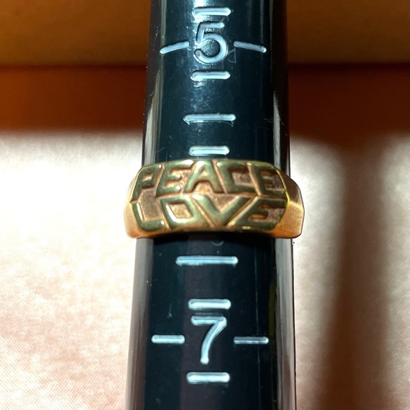 Twisted Silver Carved Peace Love Brass Ring 6 - Picture 10 of 10